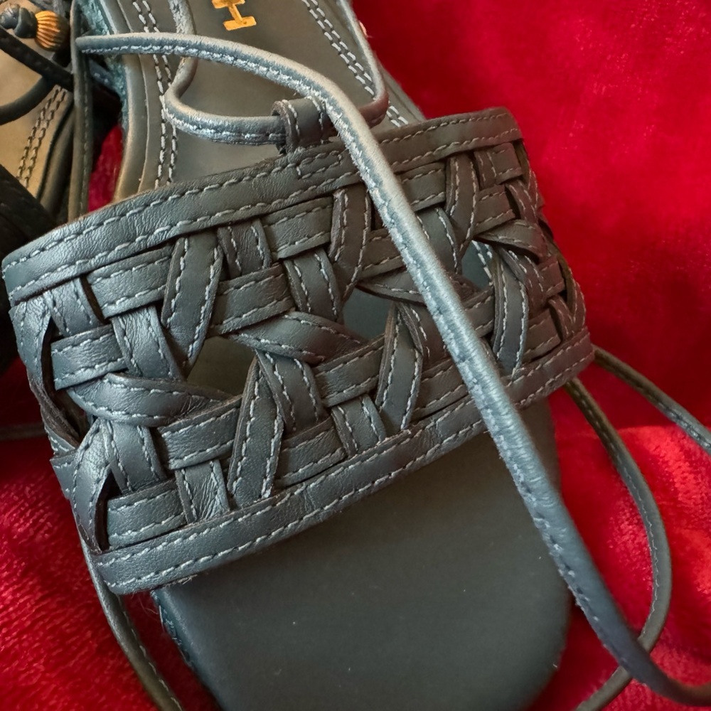 Tory Burch Blue Basketweave Espadrille Sandals-NIB SZ 8 - Picture 12 of 14
